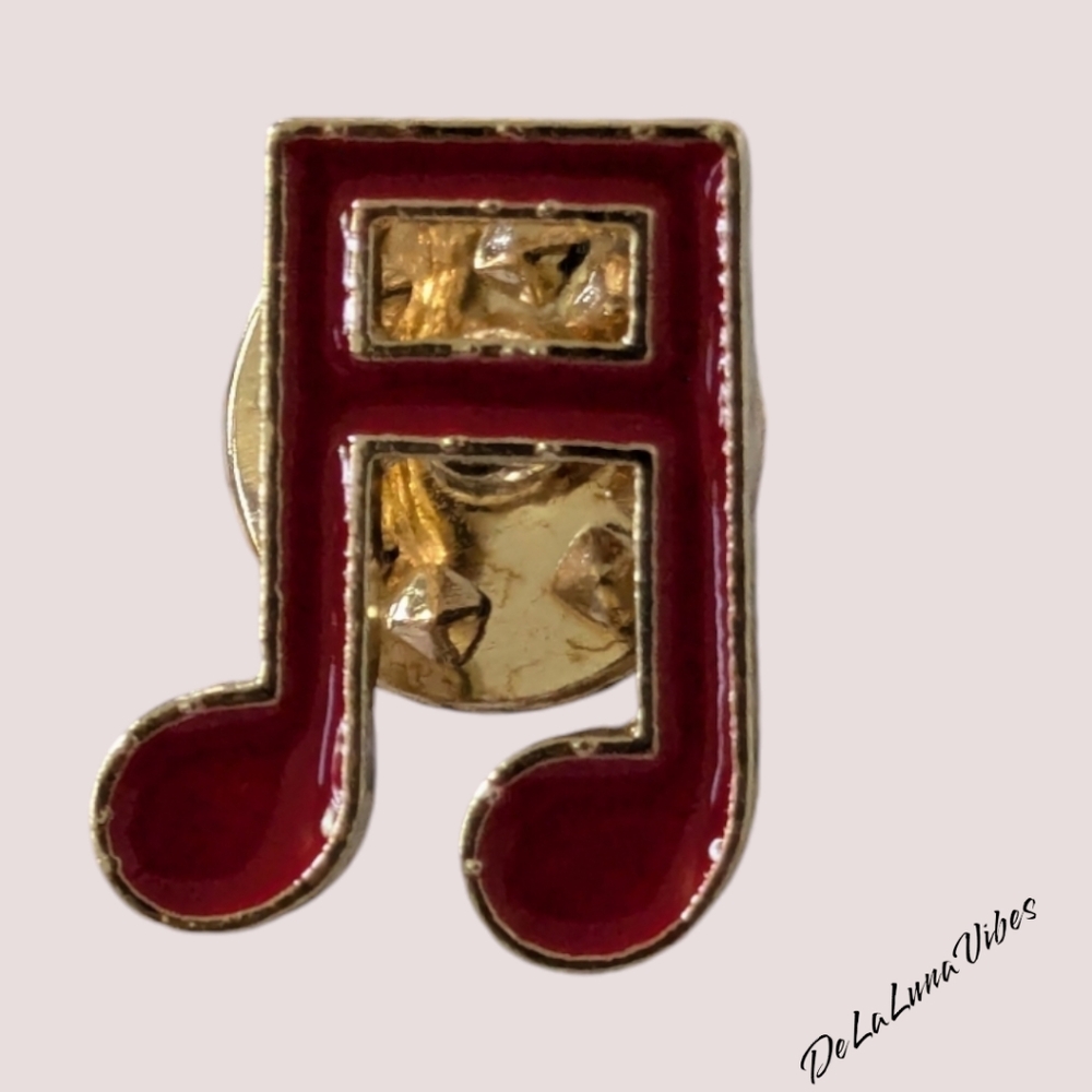 NEW Musical Note Enamel Pin. Red